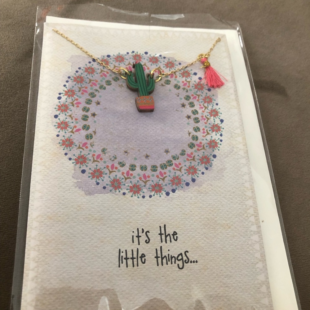 Natural Life It's The Little Things Cactus Necklace Gift Card Set